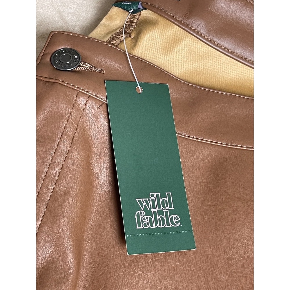 Wild Fable Brown Faux Leather Low-Rise Flare Pants size 24 NEW - Picture 2 of 4